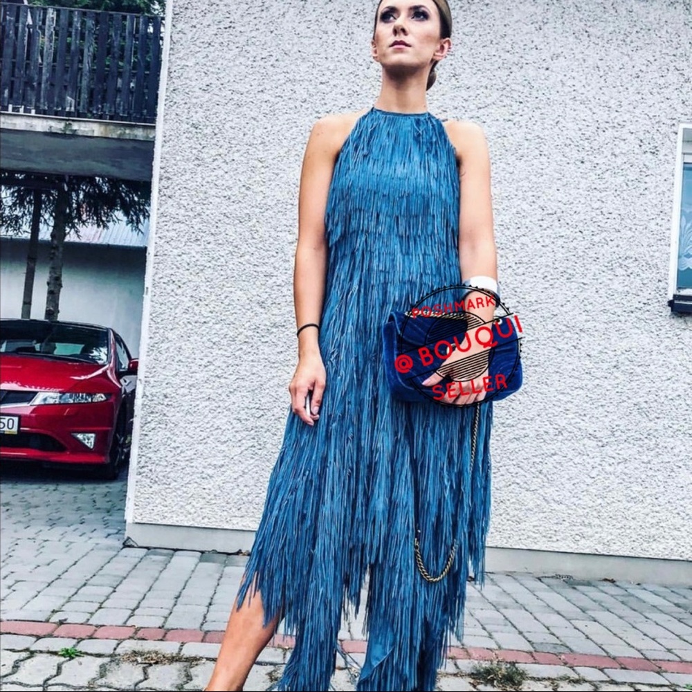 BLOGGERS FAV ZARA LIMITED EDITION FRINGE HALTER NECK DRESS - Picture 4 of 11